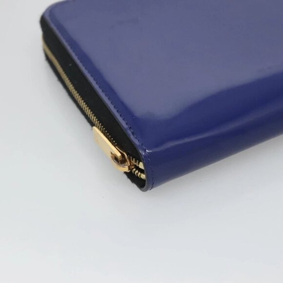CELINE Long Wallet Enamel Blue Gold Auth am8638 - Picture 8 of 16